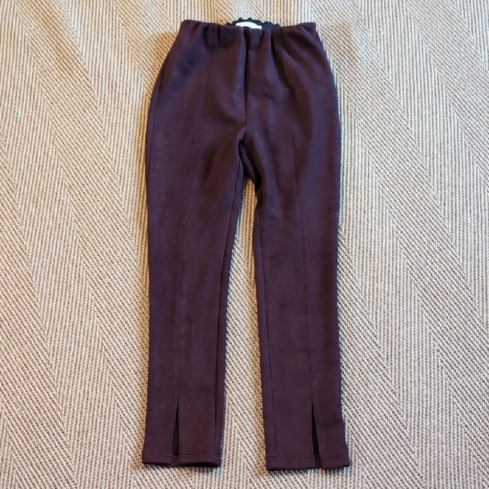 Avec Les Filles Deep Purple Leggings With Ankle Slit Size Small